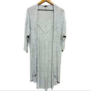BKE Full Length Gray Open Ribbed Cardigan Size XL